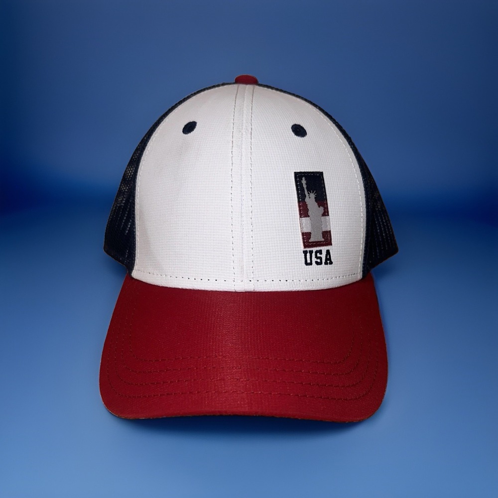 Hat Graphix USA Statue Of Liberty Logo Flag Print Brim   Snap Back Adj Patriotic